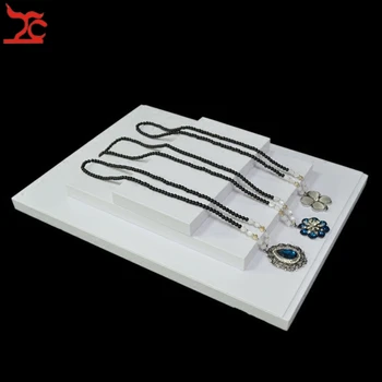

High Quality Jewelry Display Showcase Pad White PU Cabinet Platform Wooden Store Jewelry Display Tray Box Holder