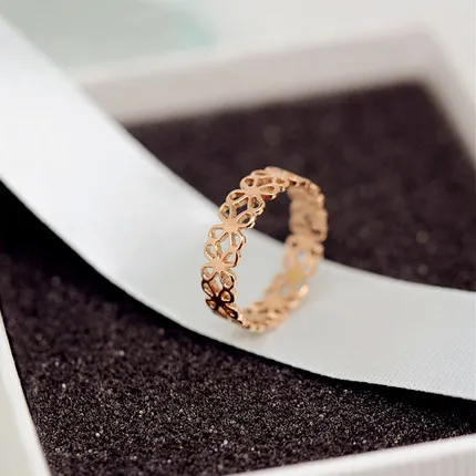 YUN RUO 2017 Rose Gold barvy duté ven prsten prsten pro ženy dívka dárek svatební šperky 316L z nerezové oceli nikdy nezmizí