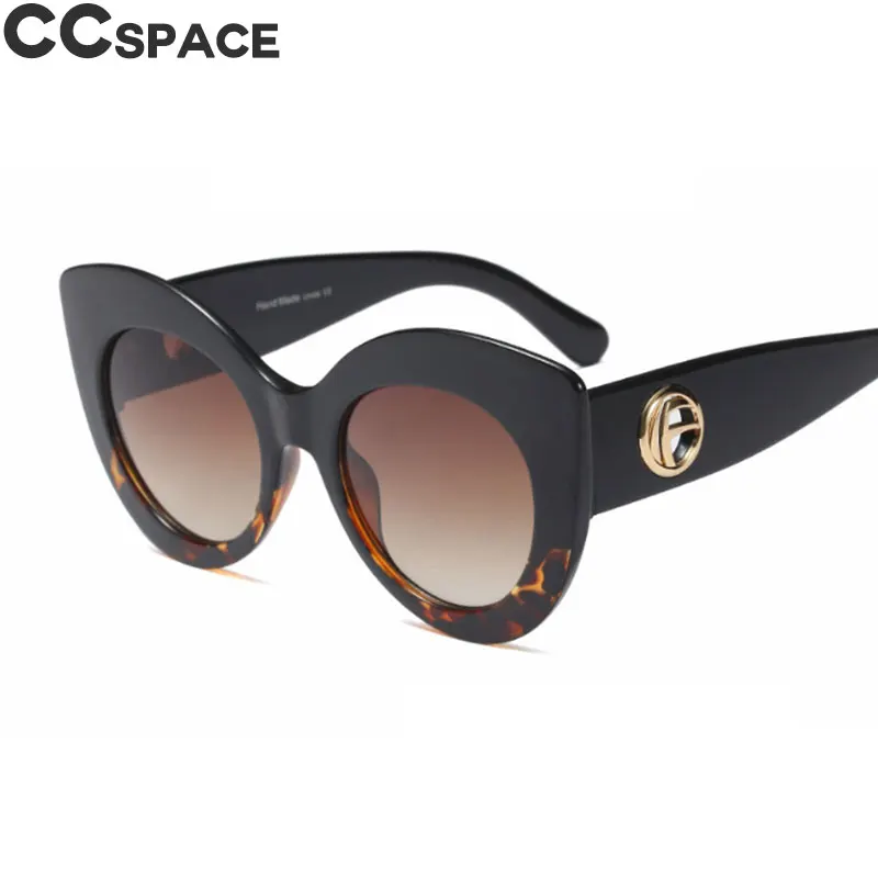 Роскошные большие солнцезащитные очки кошачий глаз для женщин Модные Оттенки UV400 CCSPACE винтажные брендовые дизайнерские очки Oculos 45614 - Цвет линз: C5 black leopard