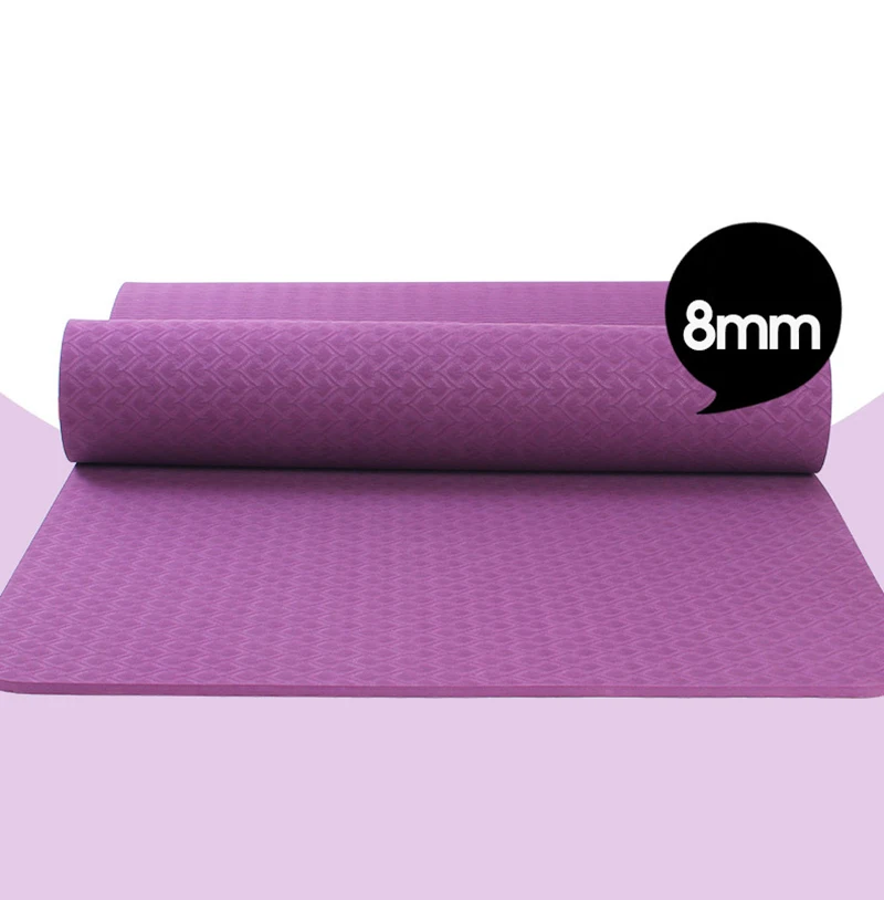 

8MM Thick TPE Comfort Foam Yoga Mat for Exercise, Yoga, and Pilates With Body Alignment Lines 183cmx61cmx0.8cm