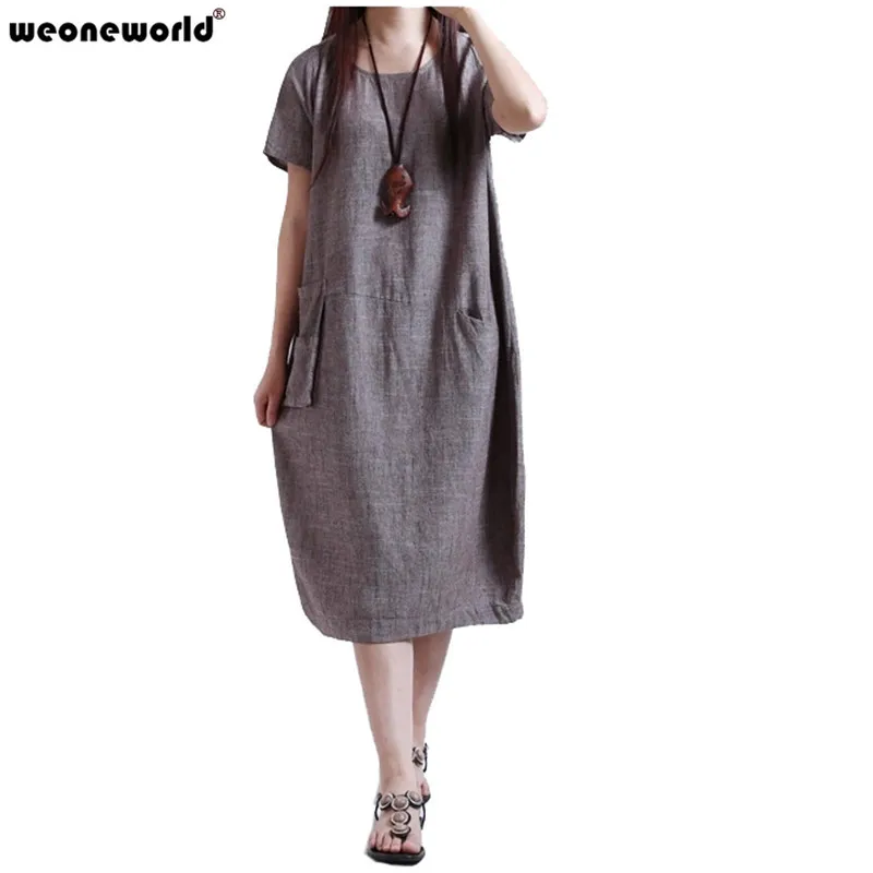 

WEONEWORLD Summer Maternity Dresses Cotton Linen Pregnancy Clothes Short Sleeve Clothing for Pregnant Women Plus Size