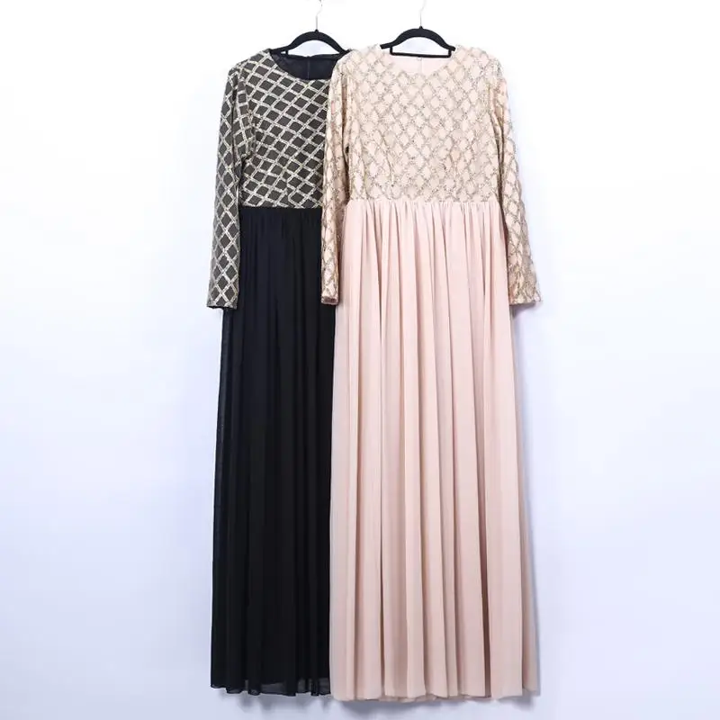 Abaya женское шифоновое длинное вечернее платье с блестками мусульманское Jilbab