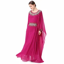 Femmes musulmanes vêtements élégante Broderie à manches longues robe de soirée Dubaï robe Caftan marocain Caftan