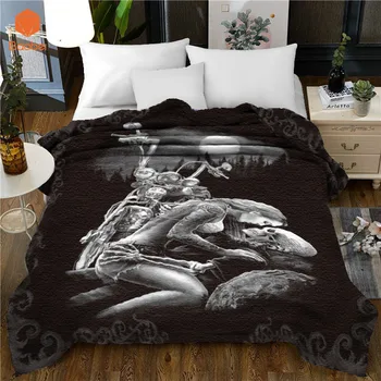 

3D Skull Beauty Motorcycle blanket Super Soft Velvet Plush Throw Blanket Art Children blanket Throw Travel Beach Towel Printed