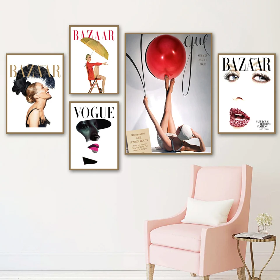 

Modular Pictures Fashion Girl Canvas Printed Poster Minimalism Nordic Watercolor Vogue Painting Wall Art Living Room Home Decor