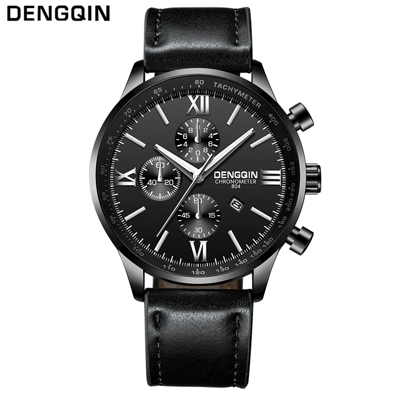 

DENGQIN Fashion Quartz Watch Men Leather Watches Top Brand Luxury Male Clock Business Mens Wrist Watch Relogio Masculino