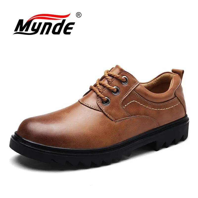 

MYNDE Brand Handmade Breathable Men's Oxford Shoes Top Quality Dress Shoes Men Flats Fashion Genuine Leather Casual Men Shoes