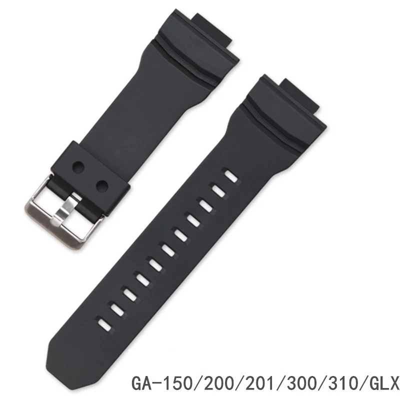 16 мм ремешок для часов силиконовая резинка Для мужчин спортивный дайвинг черный ремешок для объектива с оптическими зумом CASIO GA-150/200/201/300/310/GLX ремешки аксессуары