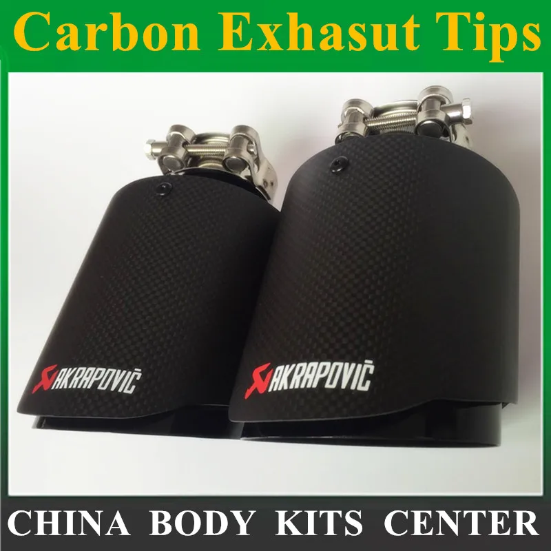 

2 piece Multi Inlet 63MM Akrapovic Carbon Tip Exhaust Pipe End Pipes AK Carbon Exhaust Tips Muffler car accessories