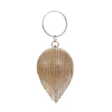 Новинка, европейский и американский женский клатч, Сумка с золотыми сферическими кисточками, сумка-клатч со стразами, вечерняя мини-сумка с кольцом