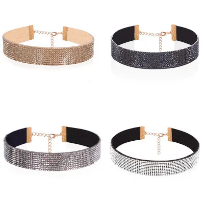 

Shiny Rhinestone Choker Necklace Bijoux Maxi Necklace Collier For Female Wedding jewelry bridesmaid chocker