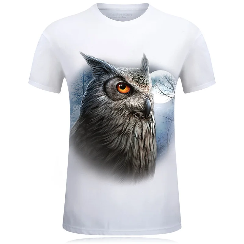 

Hot Selling New 3D Printed Owl T Shirt Cotton Casual Creative Short Sleeve Tshirt homme Male Summer Style Hip Hop O-neck Tees