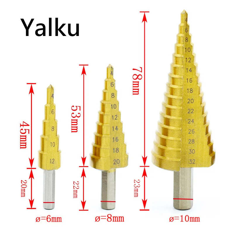 3 шт. Метрическая Спираль Флейта пагода Форма дыра резак 4-12/20/32 мм HSS Сталь конус набор сверл из быстрорежущей стали с Сталь ступенчатая заточка