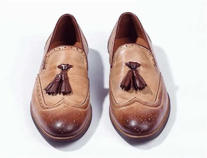 Pic A Dedo as Borla Oxford Partido Vestido on Hombres Zapatos Mano Cuero Bullock Pie Hecho Redonda De Pic as Negro Negocios Del Tallado Slip Todo qxwAYAtOS