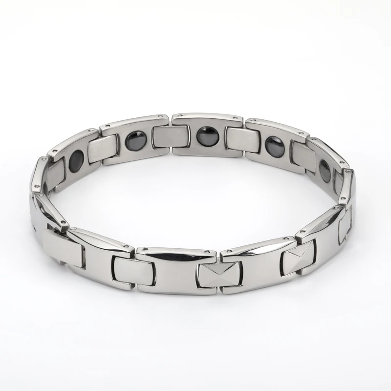 2019 fashion man titanium stainless steel jewelry male Charm Bangles silver color tungsten design magnetic bracelets for men (2)