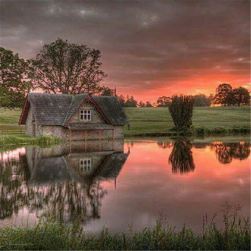 hot 5D Needlework Diy Diamond Painting Cross Stitch most beautiful natural scenery Embroidery cube Drill Home Decor | Дом и сад