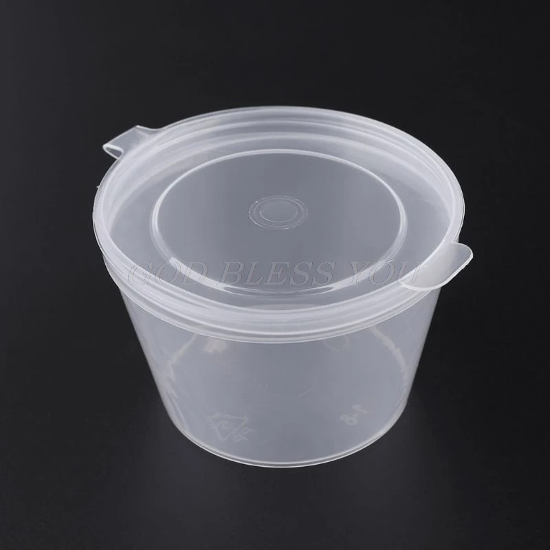 10 шт., 80 мл, чашки для соуса с крышками, одноразовые прозрачные пластиковые чаши для чашек, контейнер для хранения слизи, коробка, кухонный Органайзер