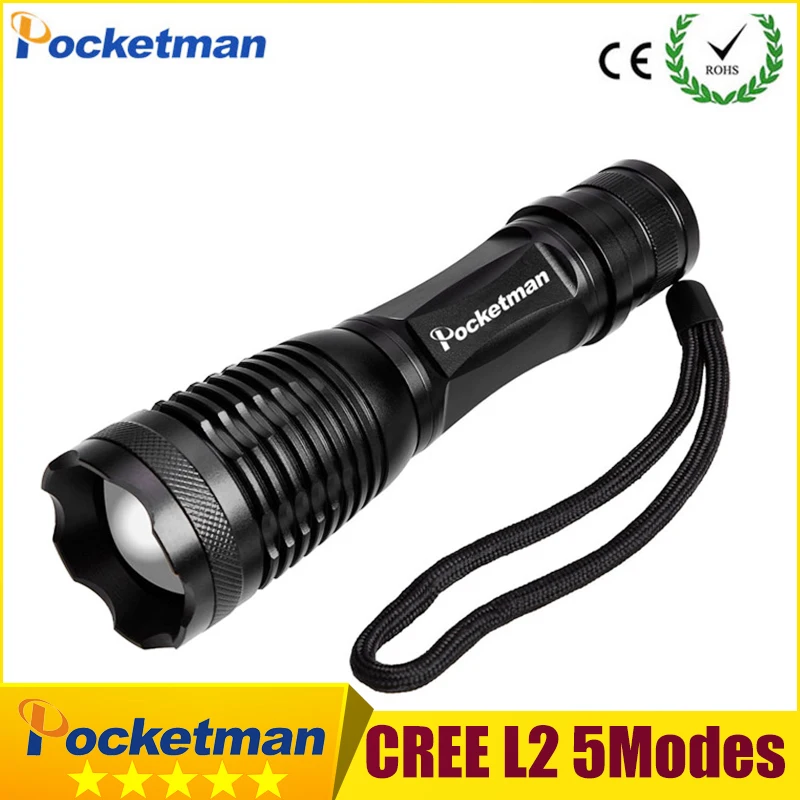 

XM-L2 LED flashlight linternas 5 MODES Waterproof linternas torch Zoomable lampe torche Super bright Free shipping
