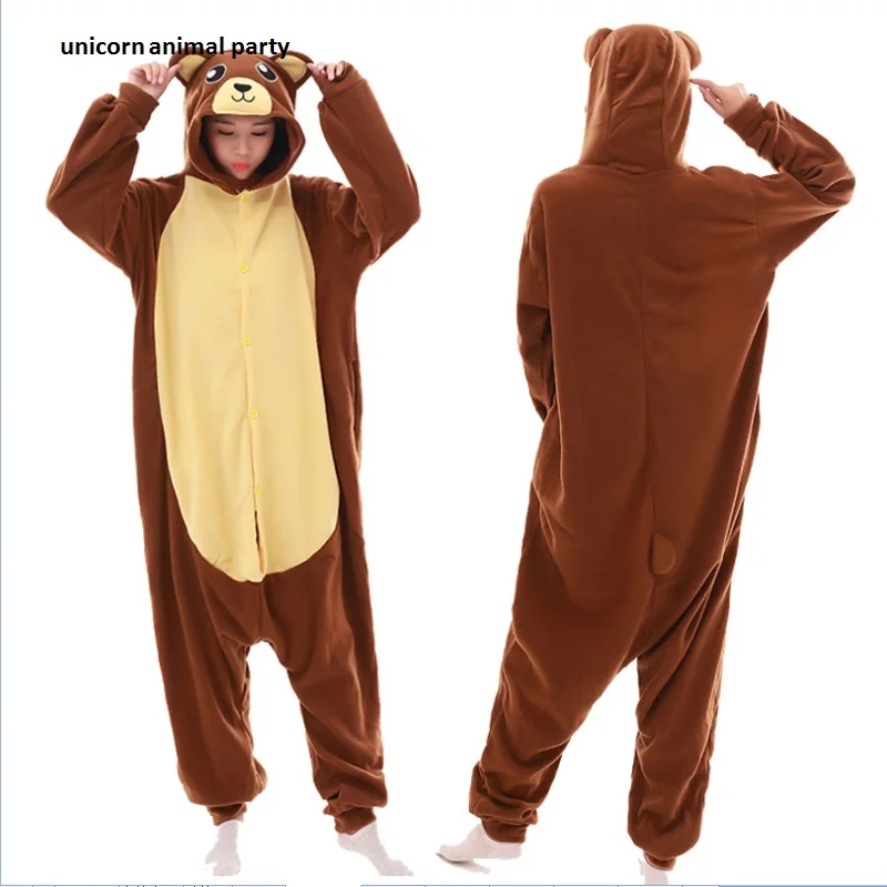 Kigurumi Brown Bear Onesies Pajamas Unisex Adult Pajamas Cosplay Costume Men Women Animal Sleepwear Jumpsuit halloween costumes