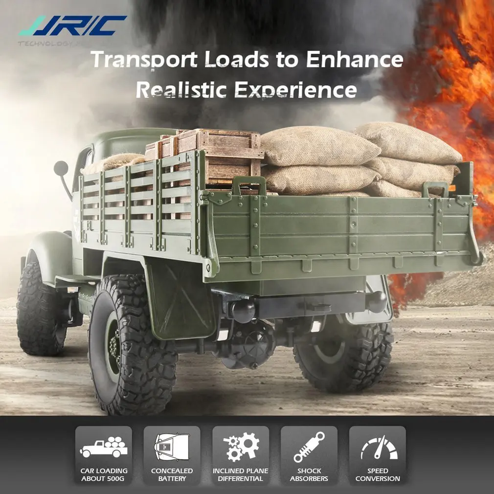 

JJR/C Q61 1/16 2.4G 4WD RC Off-Road Military Truck Transporter RC Car Remote Control Vehicle for Children Gift Kids Toy
