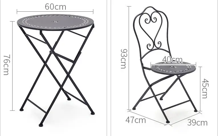 Луи мода сад наборы открытый стол и стул три части открытый двор комбинации складной Железный досуг
