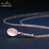LAMOON – collier en argent Sterling 925 avec pendentif ovale en Quartz Rose, bijou fin plaqué or Rose 18 carats, LMNI009 ► Photo 3/6