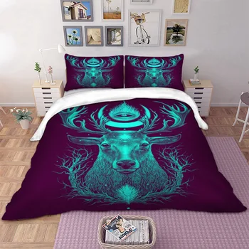

Black Elk printed bedding set for comforter polyester Bed Linens Set queen king single double sizes bedclothes duvet cover set