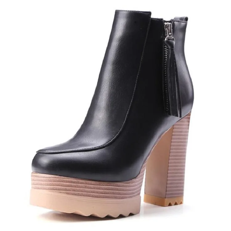 New Women High Heels Ankle Boots Zipper Casual Platform Shoes Woman Fashion Motorcycle Boots Girls Warm Autumn Winter Botas 2017 (5)