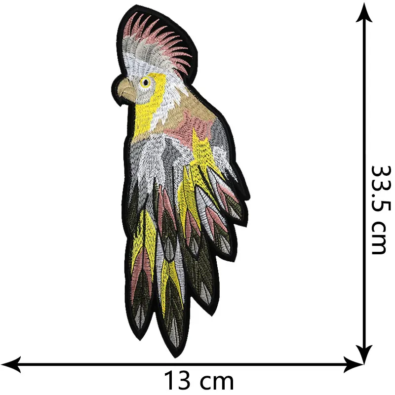 Новые вышитые нашивки с попугаем, сделай сам, рукоделие, крылья ангела, аппликация, шитье для одежды, пальто, нашивки, ремонтная ткань, brordados pararopa - Цвет: right