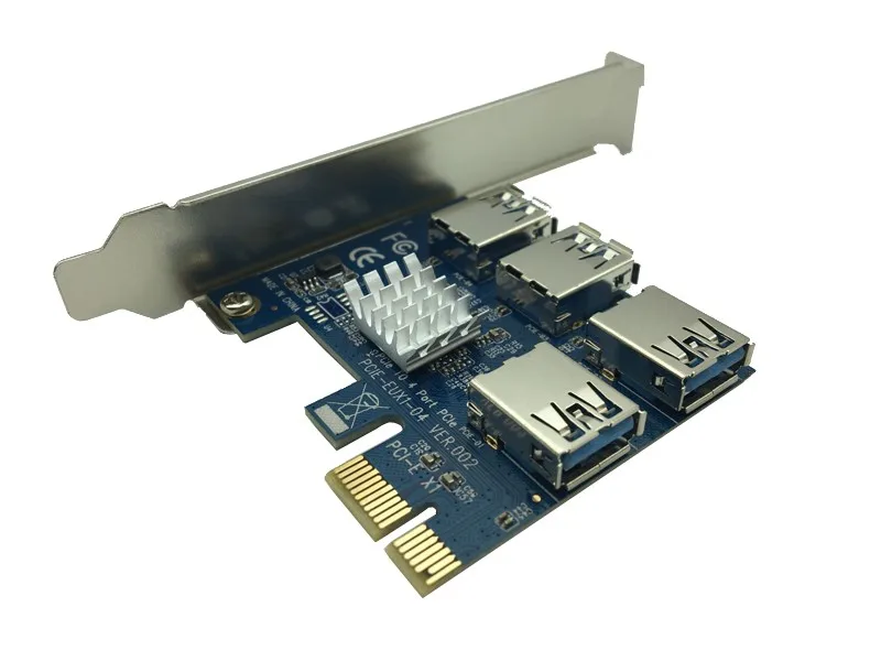 4 слота PCI E 1 до Express 16X слот Внешняя плата адаптера PCIE Riser Card USB 3 0 конвертер для BTC Miner