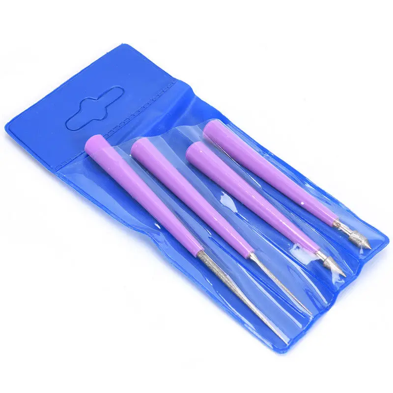 4Pcs/lot Jewelry Making Diamond Pearl Glass Bead Reamer Burr Beading Hole Enlarger Tool Purple Woodworking Hand Craft Set | Украшения и