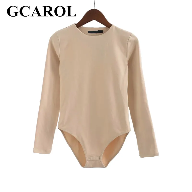 Acheter GCAROL femmes body bas de Bikini avec fermeture à pression Stretch Slim Style Euro manches complètes col rond basique body