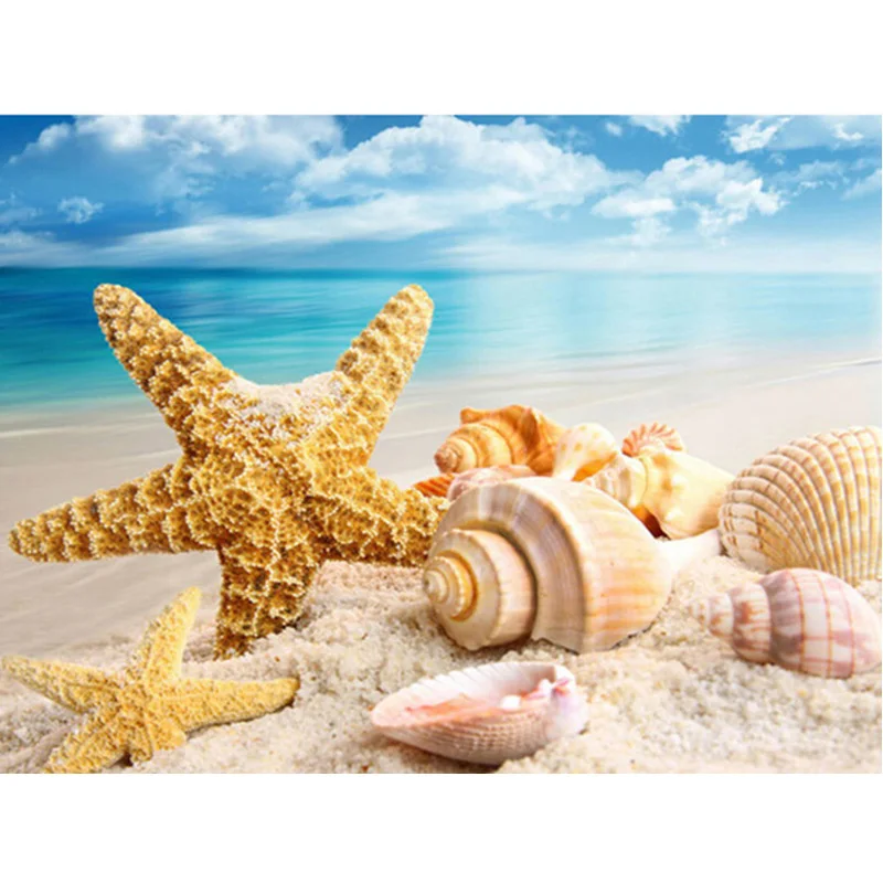 

Needlework Diy Diamond Painting Cross Stitch "Starfish seaside scenery" Painting Diamond Embroidery Round Diamond Mosaic Picture