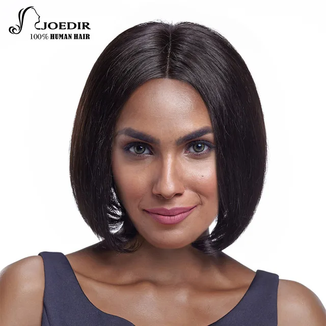 Joedir Lace Front Human Hair Wigs Remy Brazilian Straight Hair Color 1B