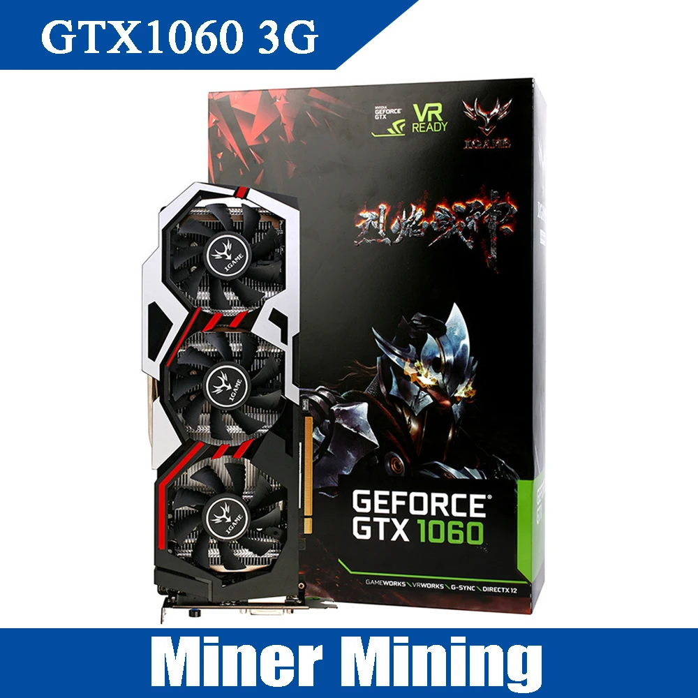 Шахтер горнодобывающей iGame gtx1060 3G Графика карты 3G/192bit/GDDR5/1506 мГц-1708 мГц/8008 мГц/HDMI +