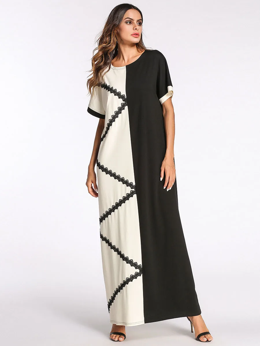 Muslim Women Short Sleeve Hijab Dress Maxi Abaya Jalabiya Islamic Muslim Women Short Sleeve Hijab Dress Maxi Abaya Jalabiya Islamic