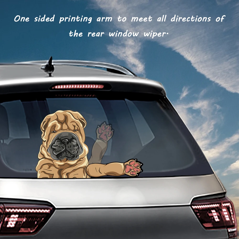 New Shar Pei Waving Wiper Decals PVC Car Styling Rear