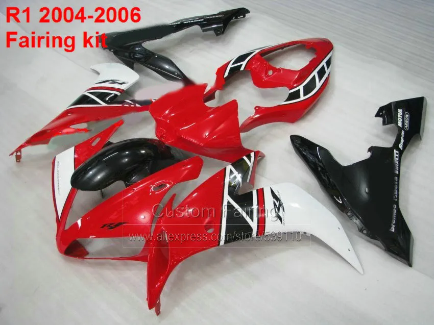 Abs Обтекатели для Yamaha YZFR1 04 05(красный, черный и белый) 2004 2005 2006 инжекторный комплект SZ82
