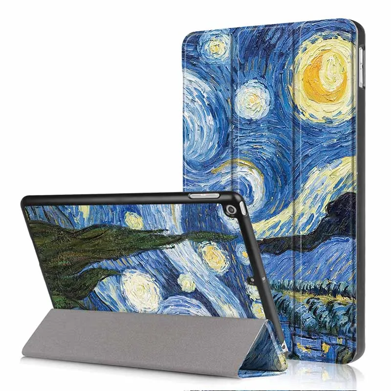 Чехол для планшета для iPad 9,7 дюймов тонкий кожаный чехол-книжка с подставкой для iPad 9,7 дюймов чехол для планшета с принтом Fundas+ стилус - Цвет: Серебристый