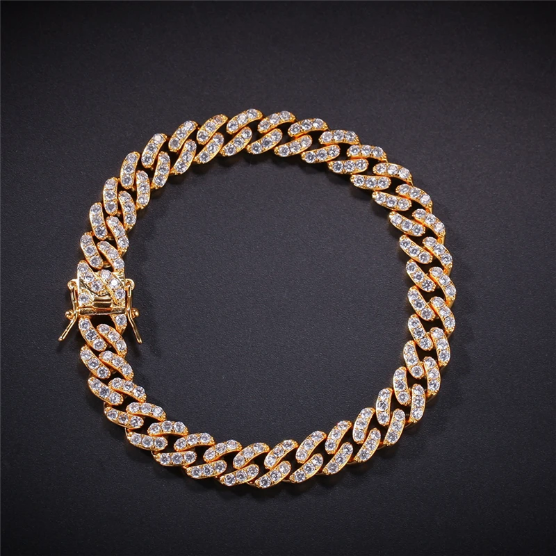 

Hip Hop AAA CZ Stone Tennis Cuban Chain 8MM Bling Iced Out Cubic Zirconia Bracelet Geometric Bracelets Men Women Jewelry