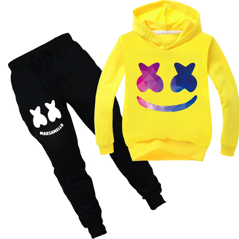 

Boys Tracksuits Set Marshmello Dj Hoodie Kids T Shirt Spring Sweatshirt for Children Tops Girls Sports Clothes 2pcs 2-14year
