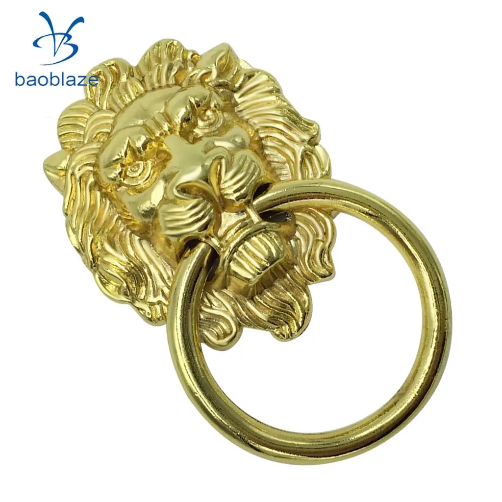 PACK 2PCS Lion Head Design Door Cabinet Handles Drawer Cupboard Wardrobe Pull Ring