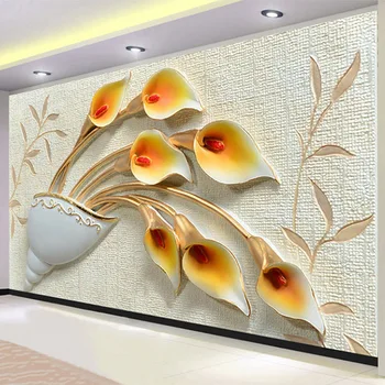 

Custom 3D Stereo Embossed Flowers Photo Wallpaper Living Room Bedroom Modern Simple Home Decor Mural Papel De Parede 3D Paisagem