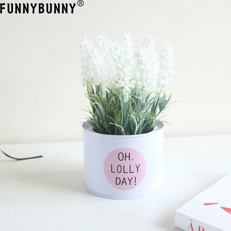 FUNNYBUNNY разноцветные искусственные цветочные РАСТЕНИЯ лаванды в белых