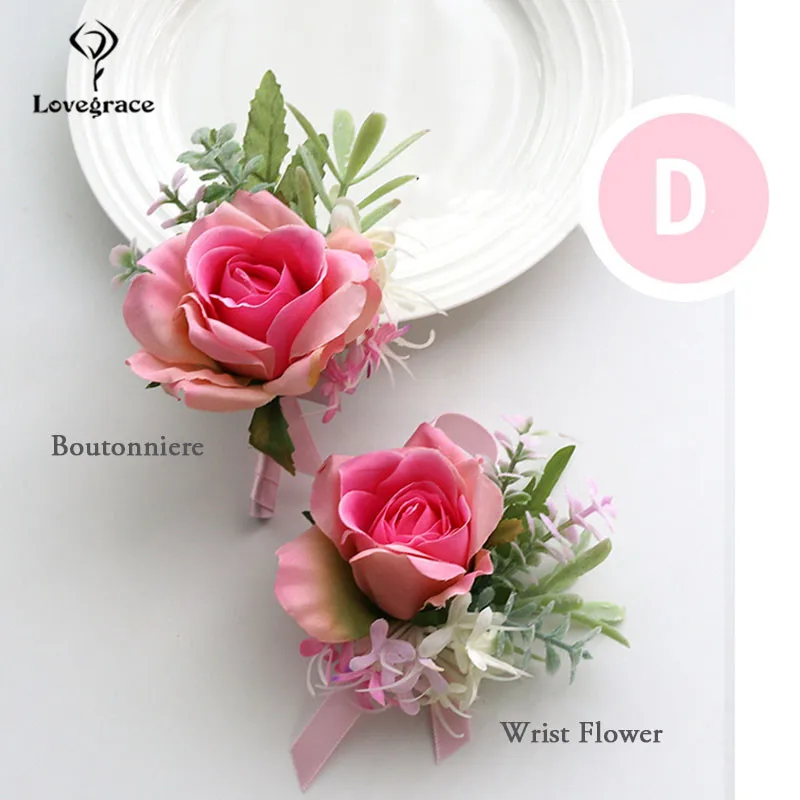 pink wrist corsages bracelet bridal boutonniere wedding flowers  (20)