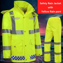 Hi vis плащ-дождевик EN471 Водонепроницаемый защитный светоотражающий жилет непромокаемые штаны непромокаемая куртка