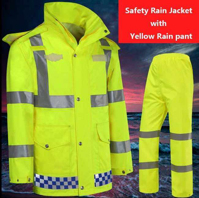 Hi vis дождевик EN471 водонепроницаемая Защитная Светоотражающая куртка дождевые