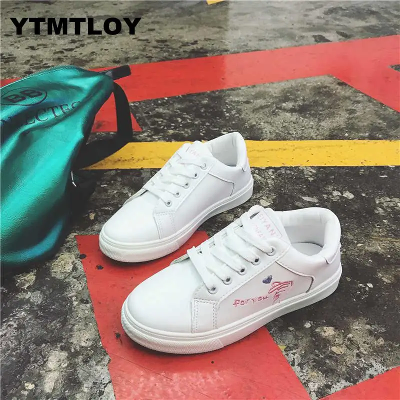 Женская обувь на шнуровке Tenis Feminino белая однотонная повседневная кроссовки