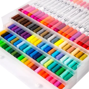 

24/36/48/72/100Pcs/Box Colored Art Marker Pens for Kid Drawing Painting Graffiti Water Color Soft Brush Plumones Manga Anime Set