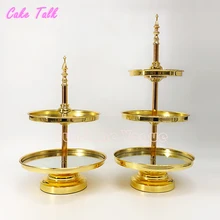 2/3 яруса зеркало золотистого цвета стенд кекса гальваническое покрытие металлическое Grand дизайн для десерт на вечеринку, свадьбу торт украшение стола